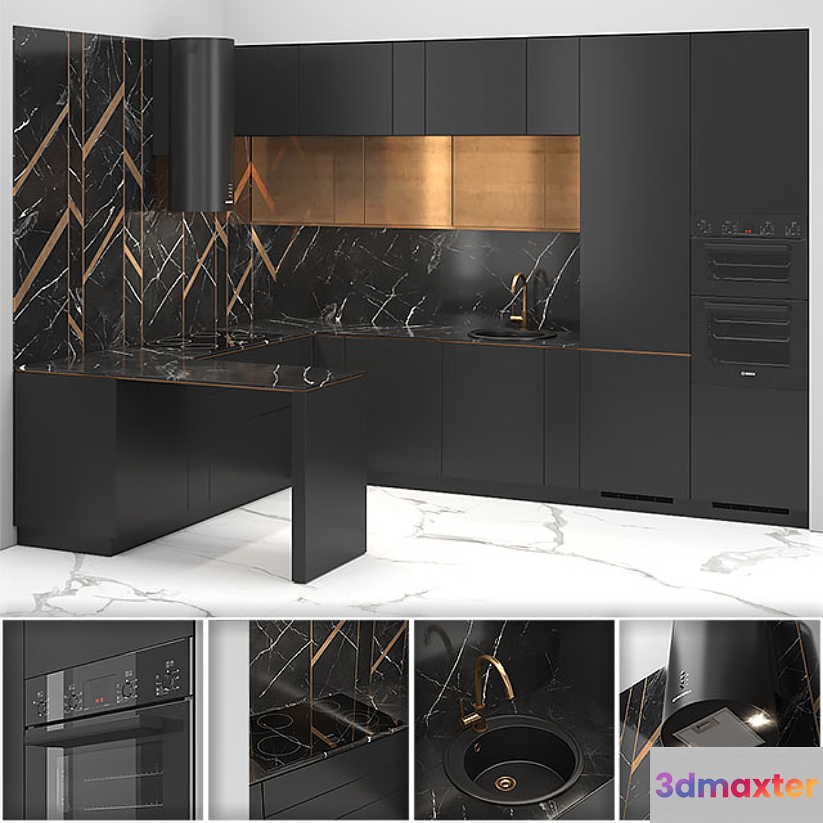 Kitchen INGE C-shaped 3D Max