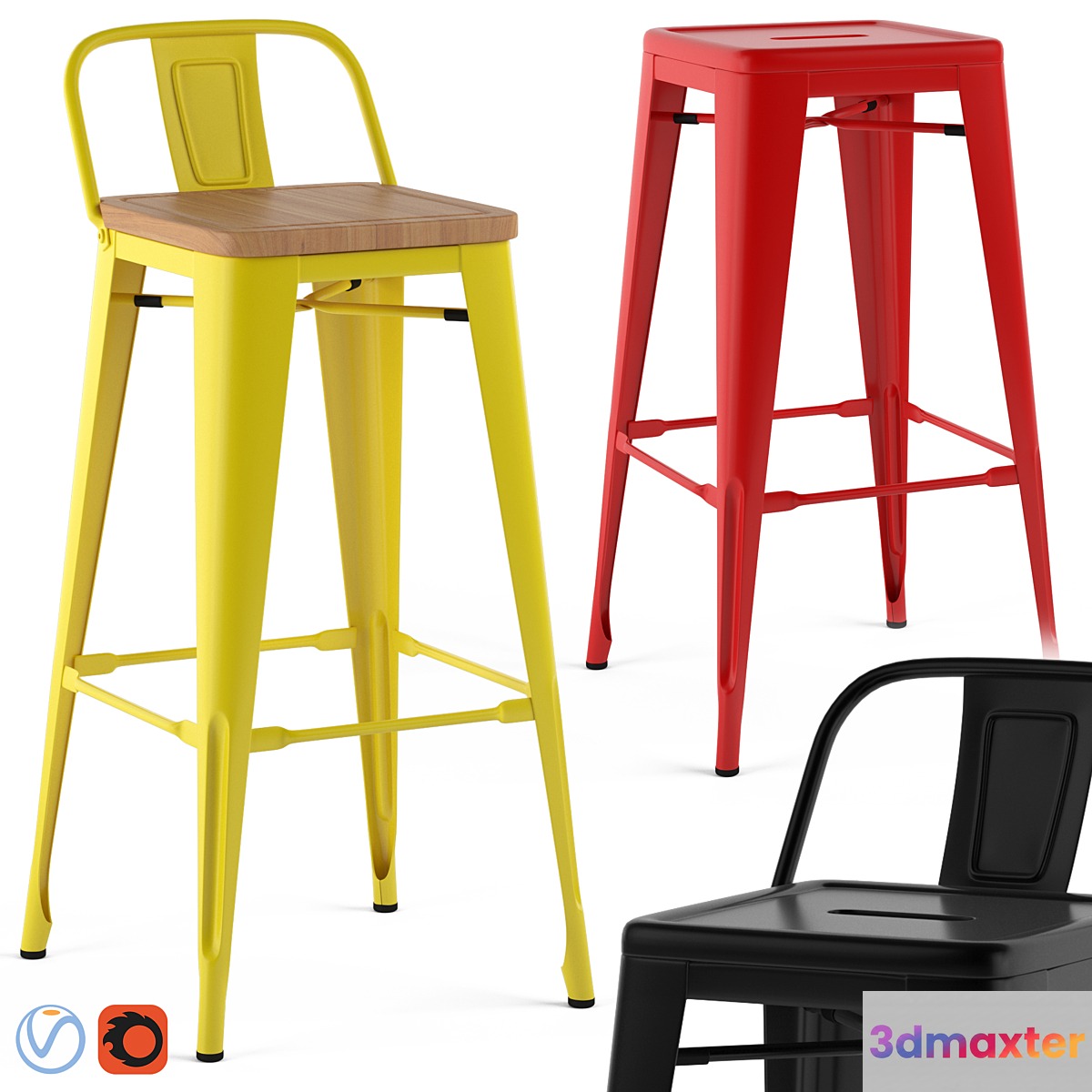 Tolix stools 3D Max