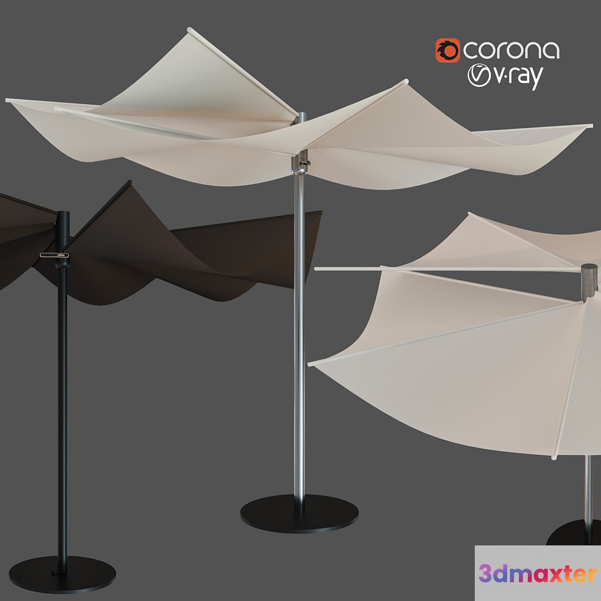 Round garden umbrella 3D Max