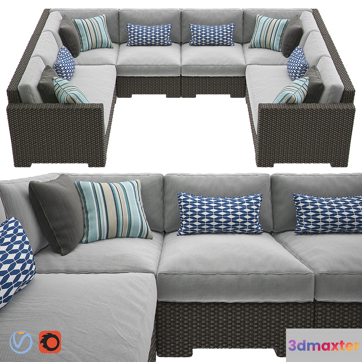 VENTURA Umber 6-Piece Loveseat