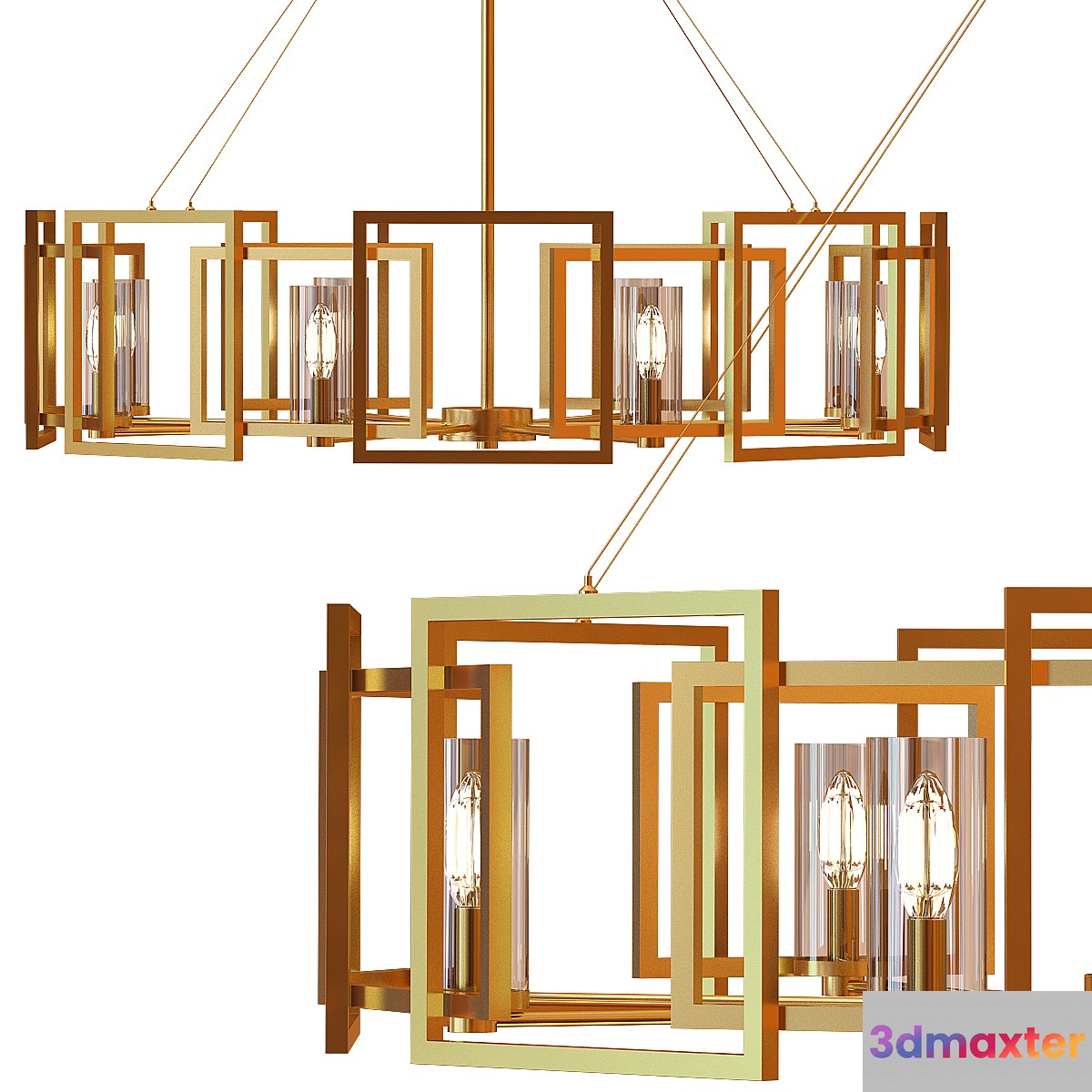 Marco 8-Light White Gold Chandelier with Clear Glass Shade