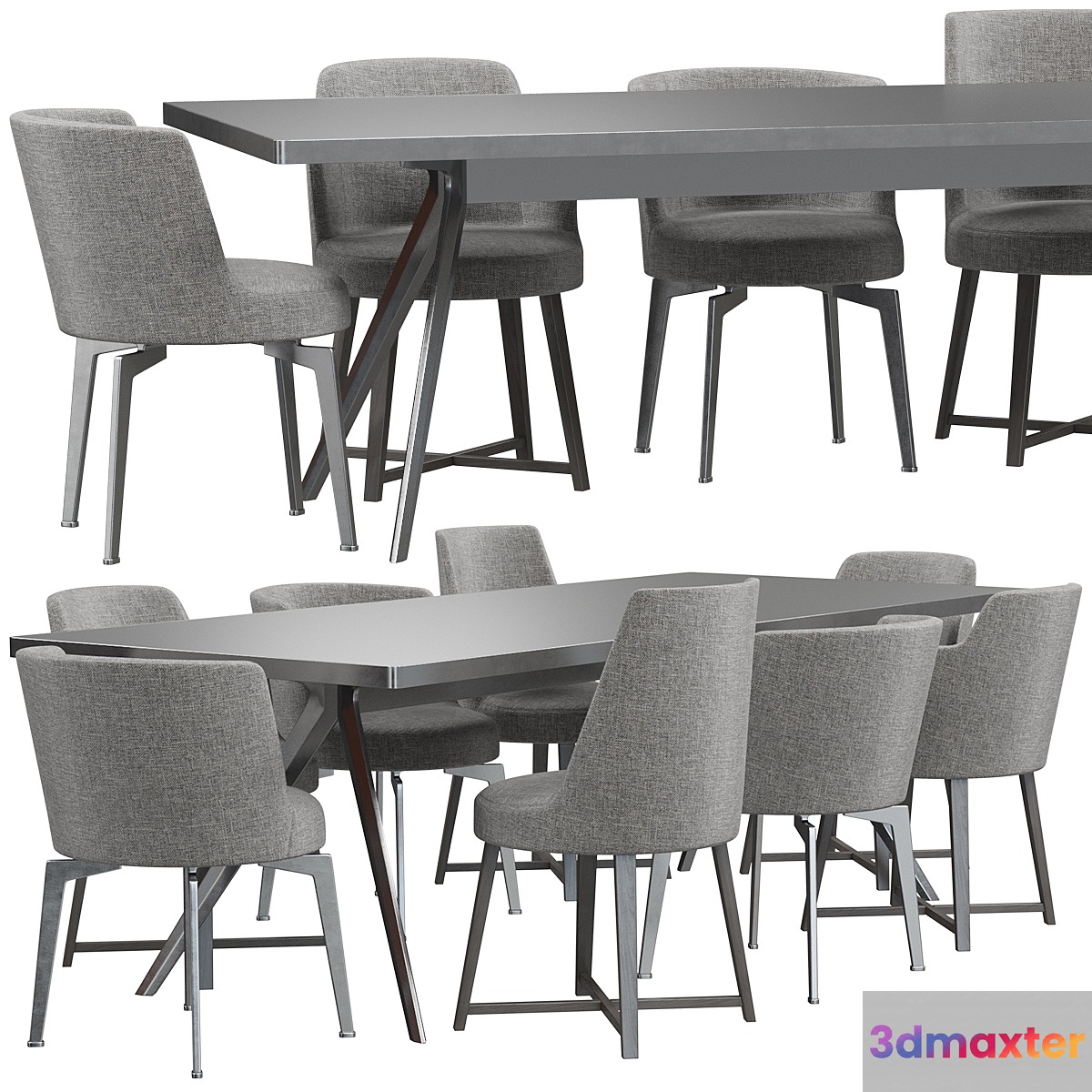 Flexform Hera Chair and Zefiro Table 3D Max