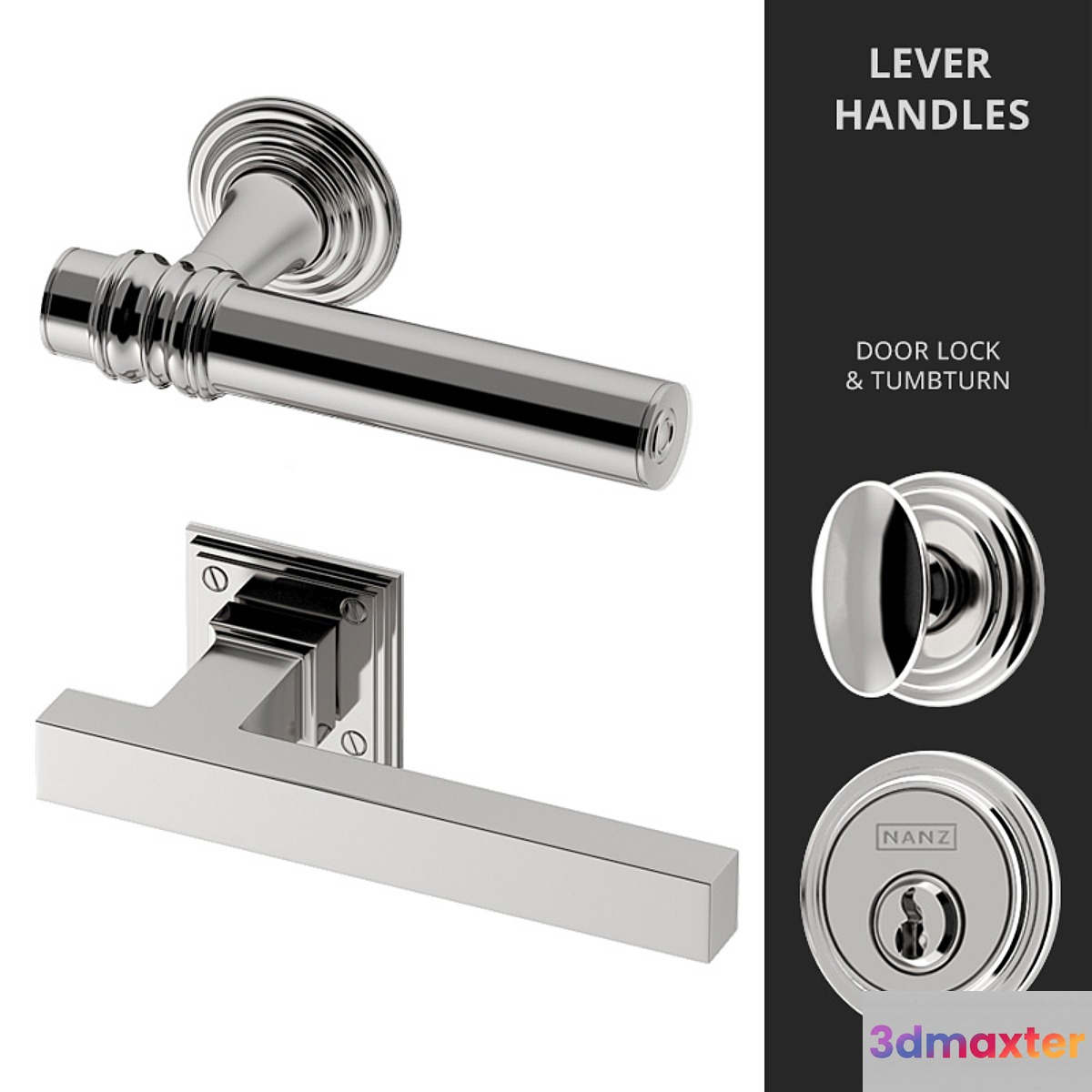 Door Lever Handles Nanz N ° 2107 2402 3D Max