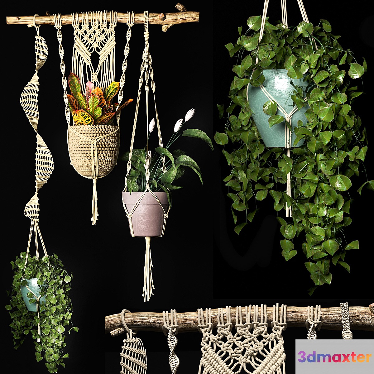 Decorative set of hanging pots 2 - No.4