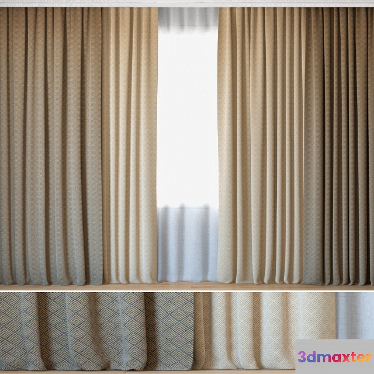 Curtains 100 | Curtains with Tulle | Fabricut | Vicenza 3D Max