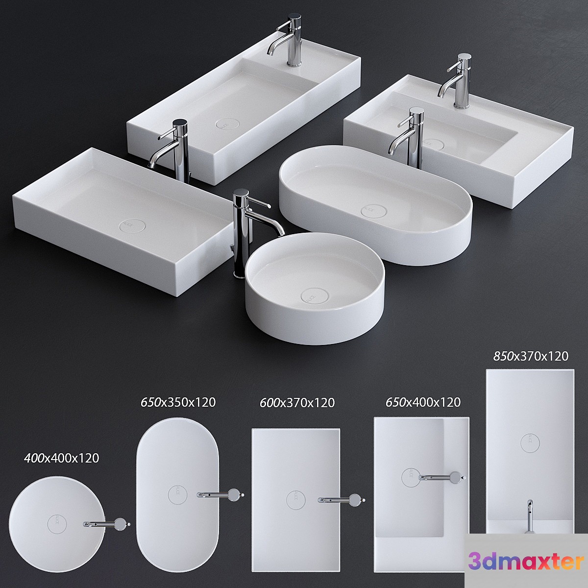 Alice Ceramica Hide Washbasin Set 2 3D Max