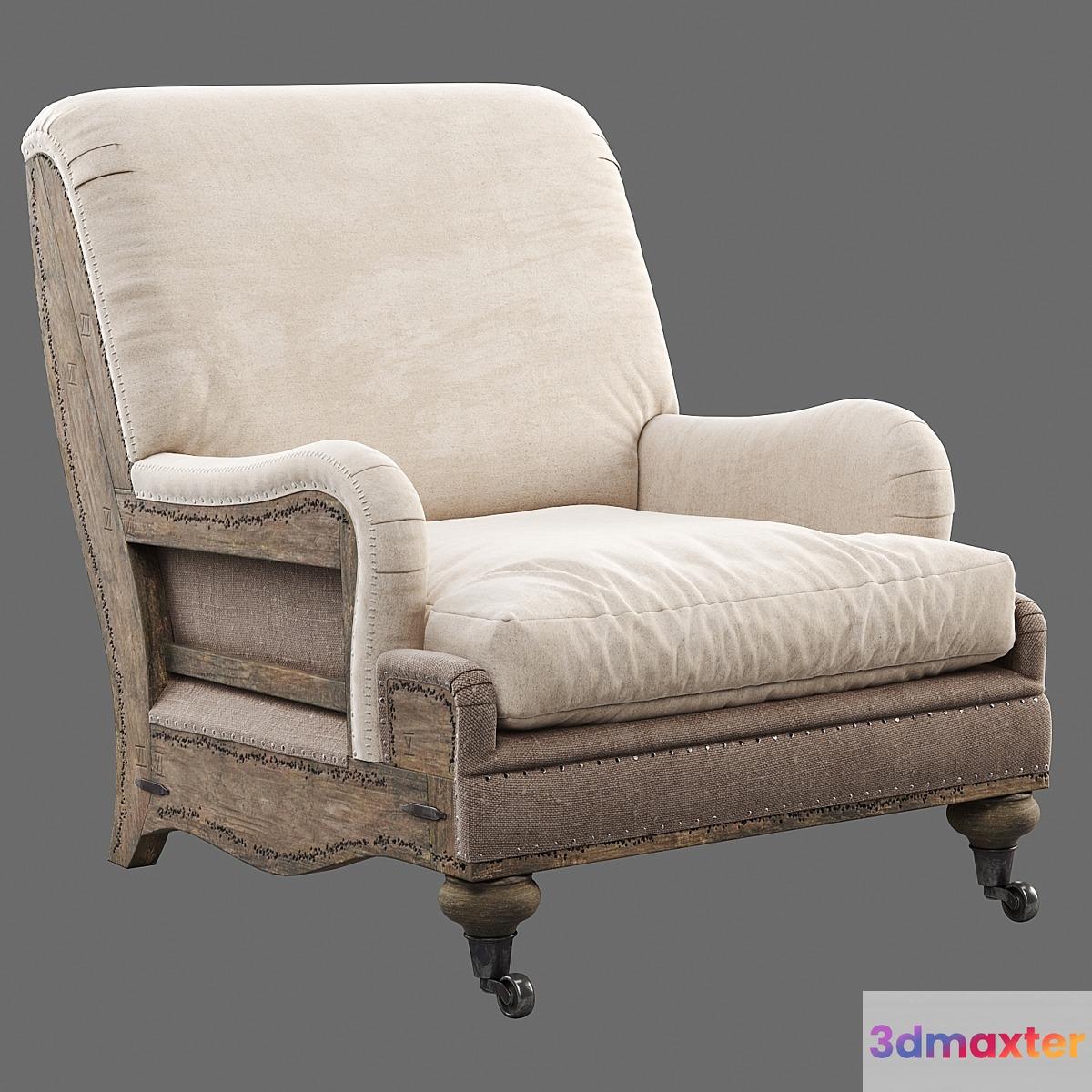 RH Deconstructed English Roll Armchair 3D Max