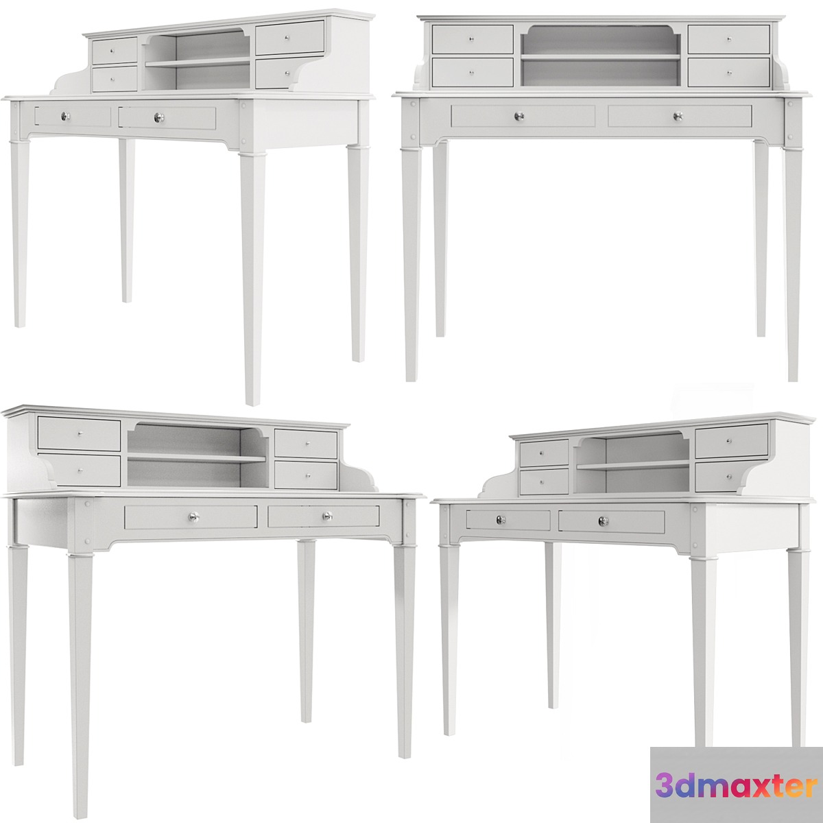 Dantone Home Oxford Desk with Shelves 3D Max