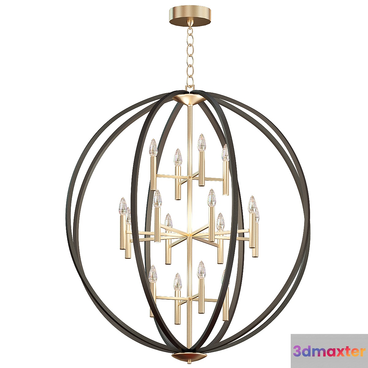 Euclid Chandelier Spanish Bronze 3D Max