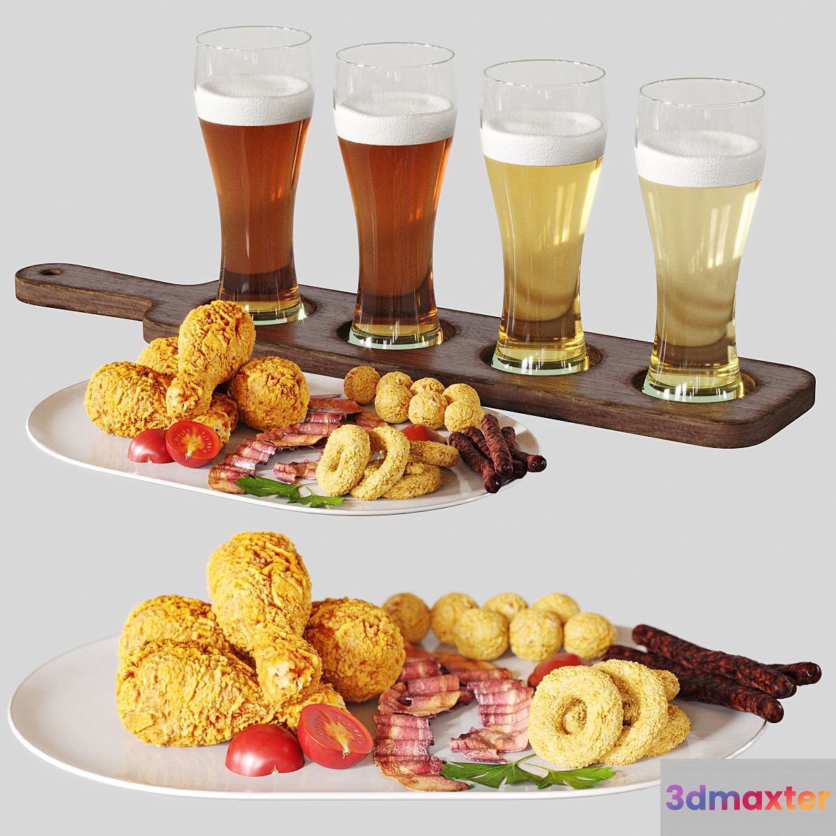 Beer Set with Snack 3D Max