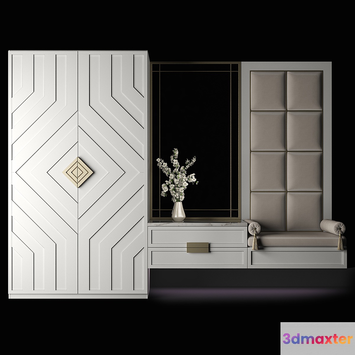 Furniture composition for hallway 64 3D Max