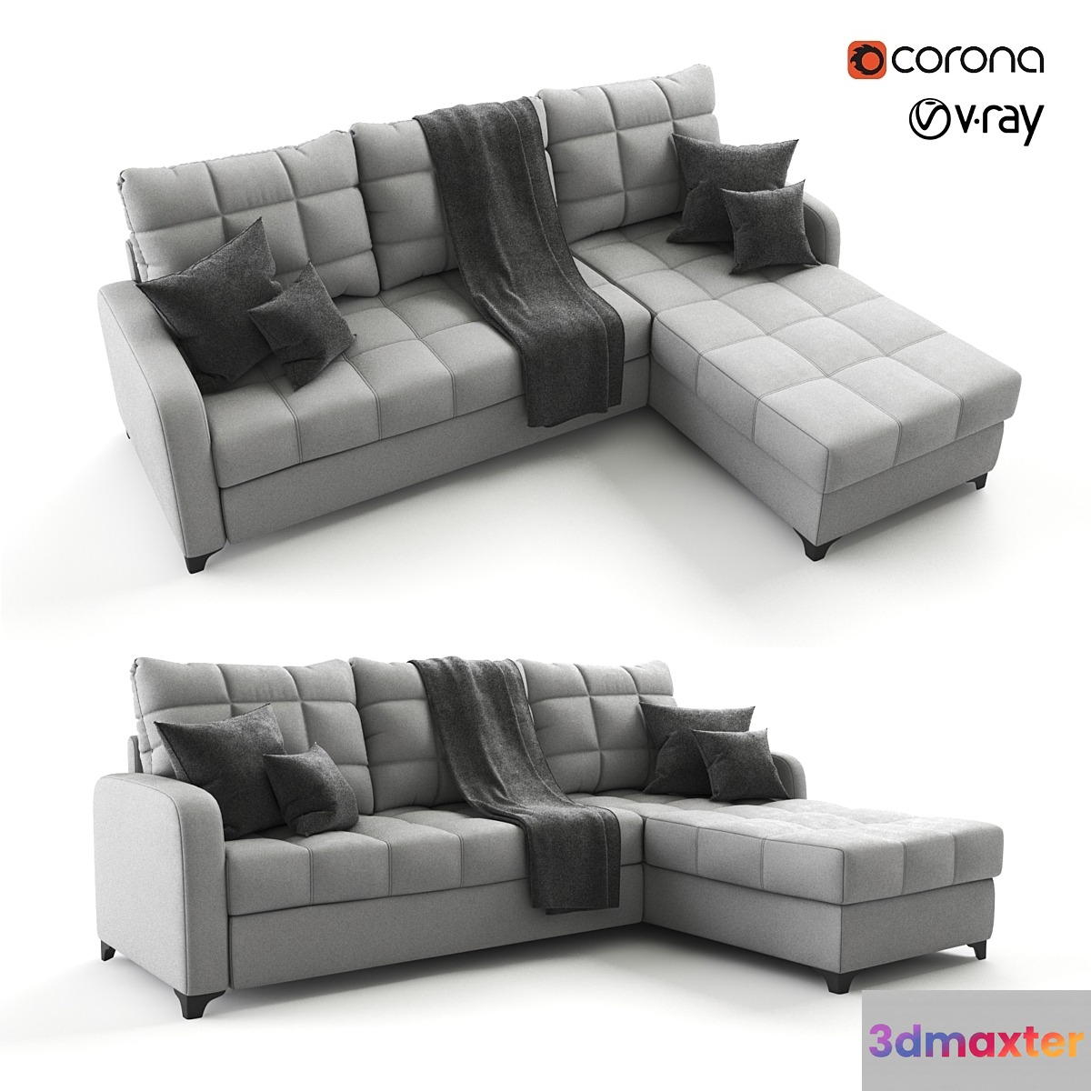 Corner gray sofa bed Valerie velor