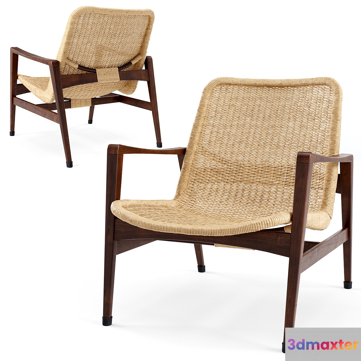 Vintage Lounge Chair Manufactured by Yamakawa Rattan 3D Max