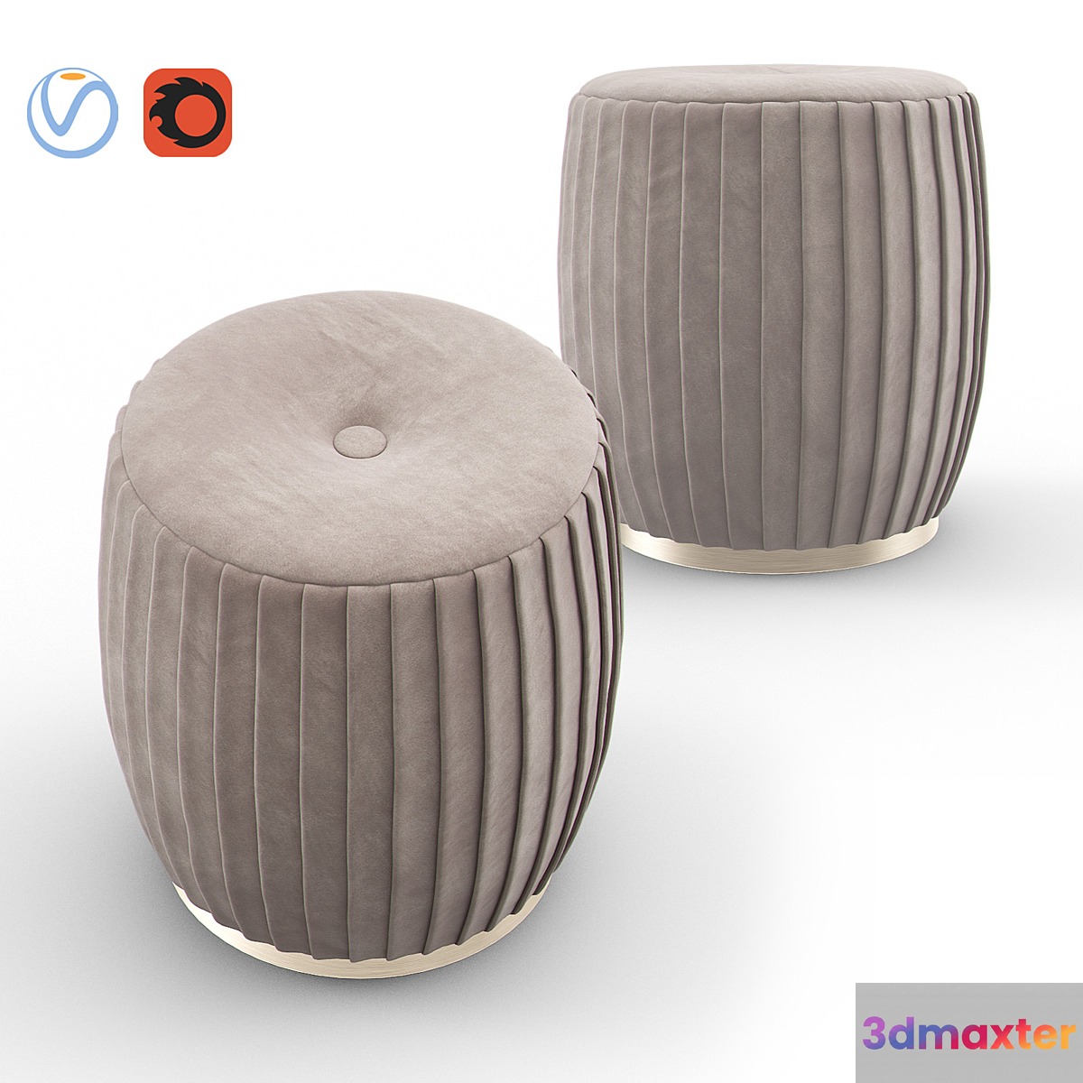BELLA Beige Velvet Ottoman