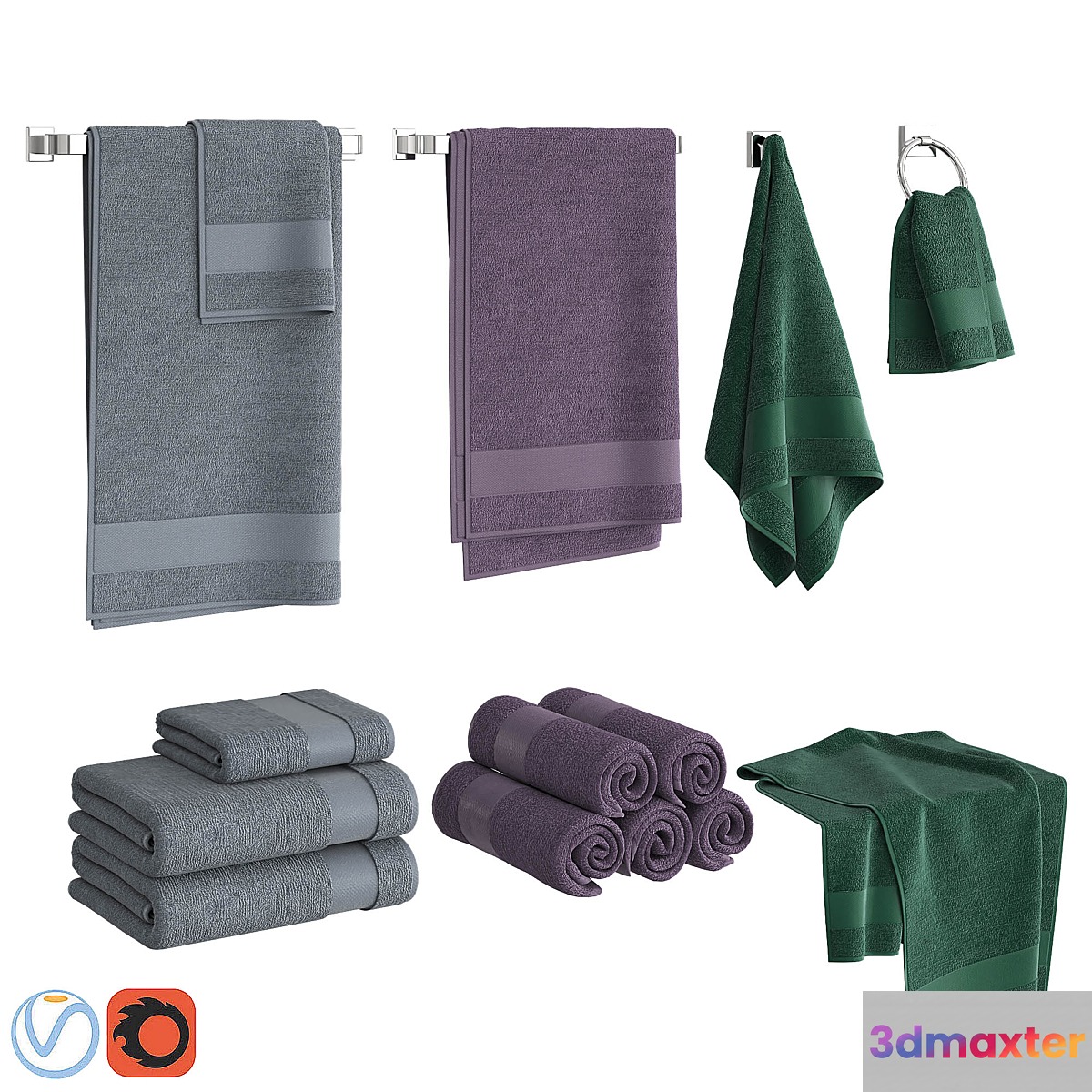 Color Towels Set 3D Max