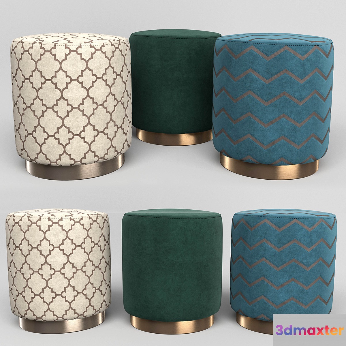 Opal Cream Moroccan Ottoman 3D Max
