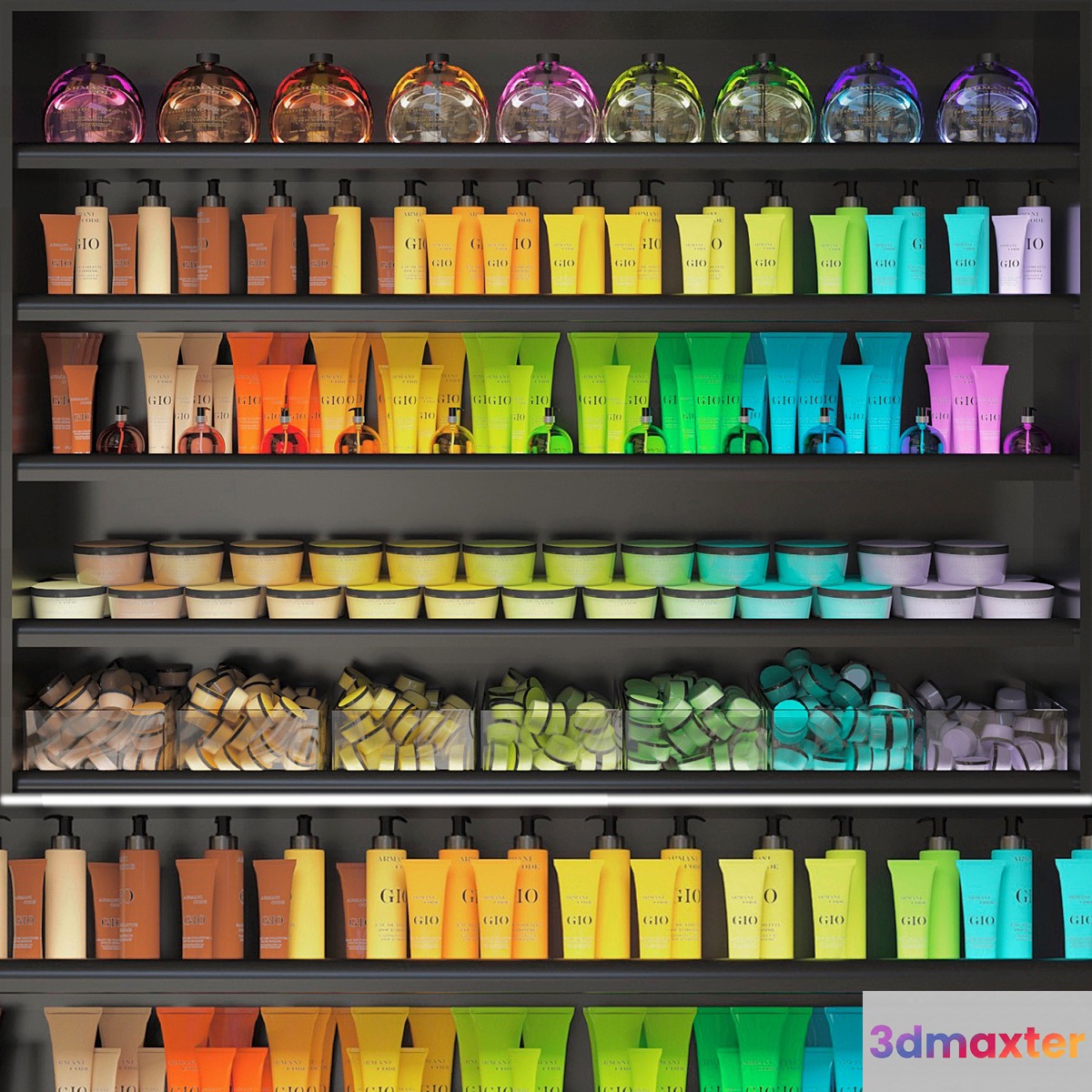 Set of multi-colored cosmetics. Beauty saloon