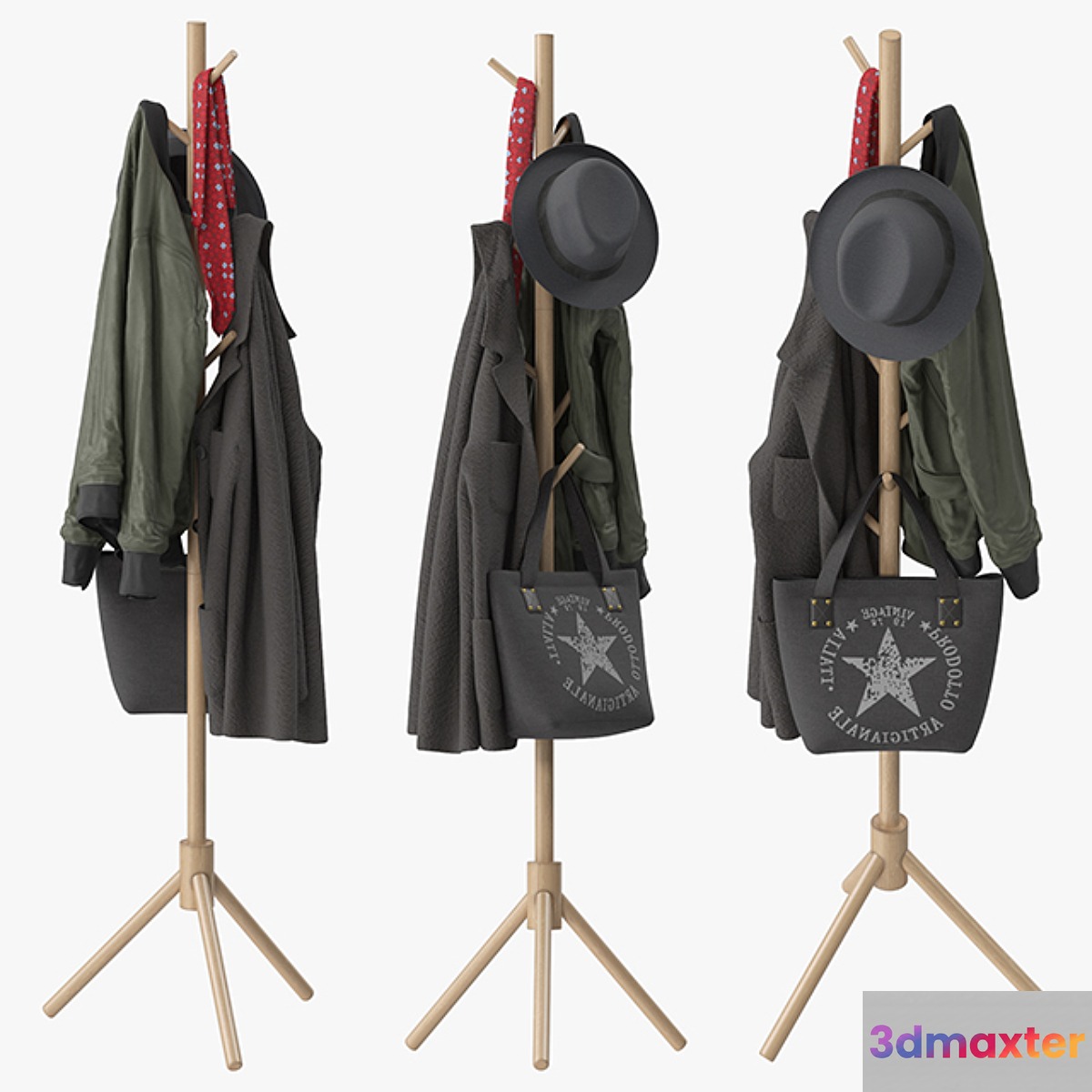 LENDRA Deluxe Wooden Coat Rack Tree