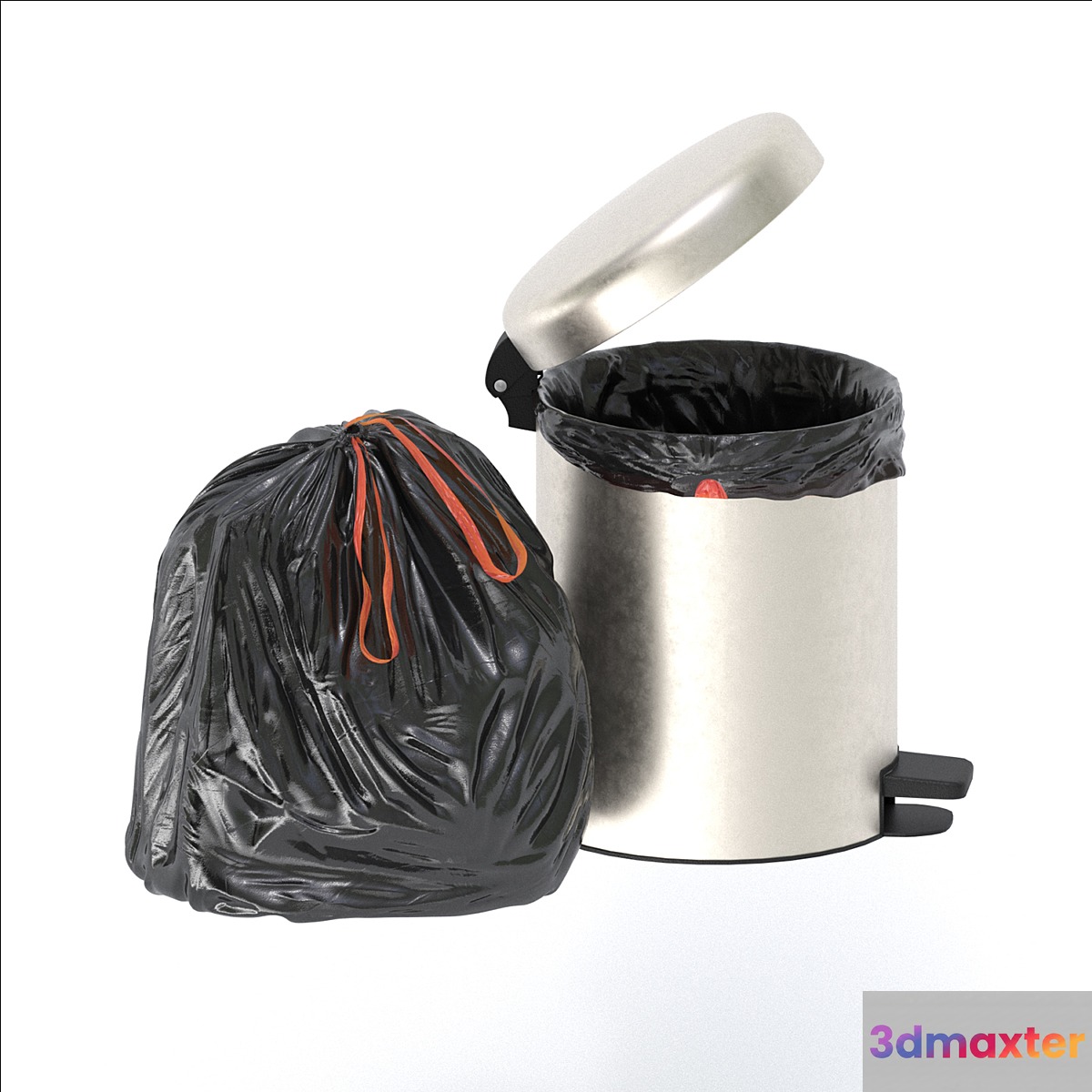 trash bag and bin 3D Max