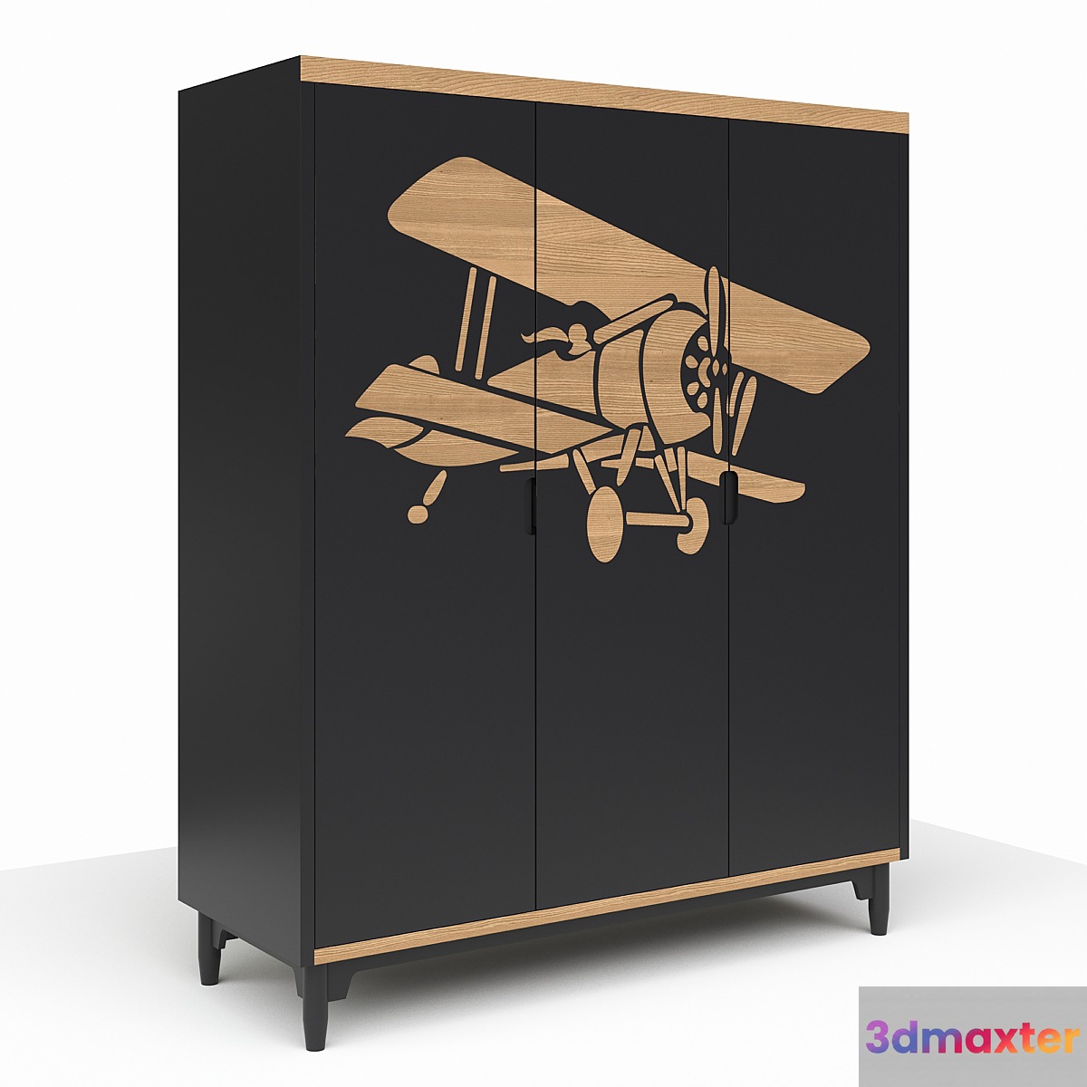 Three-folding wardrobe with Travel aircraft