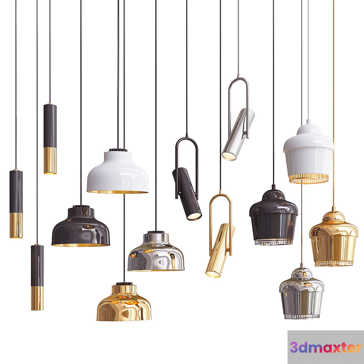 Four Hanging Lights_33 Mix 3D Max