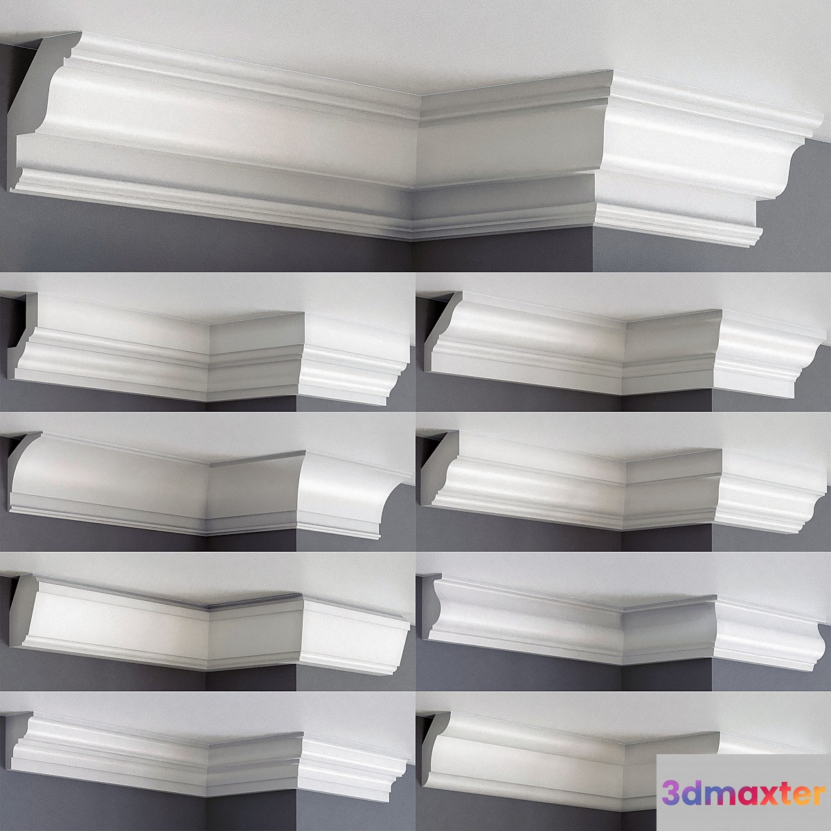 Collection of linear eaves 001 3D Max