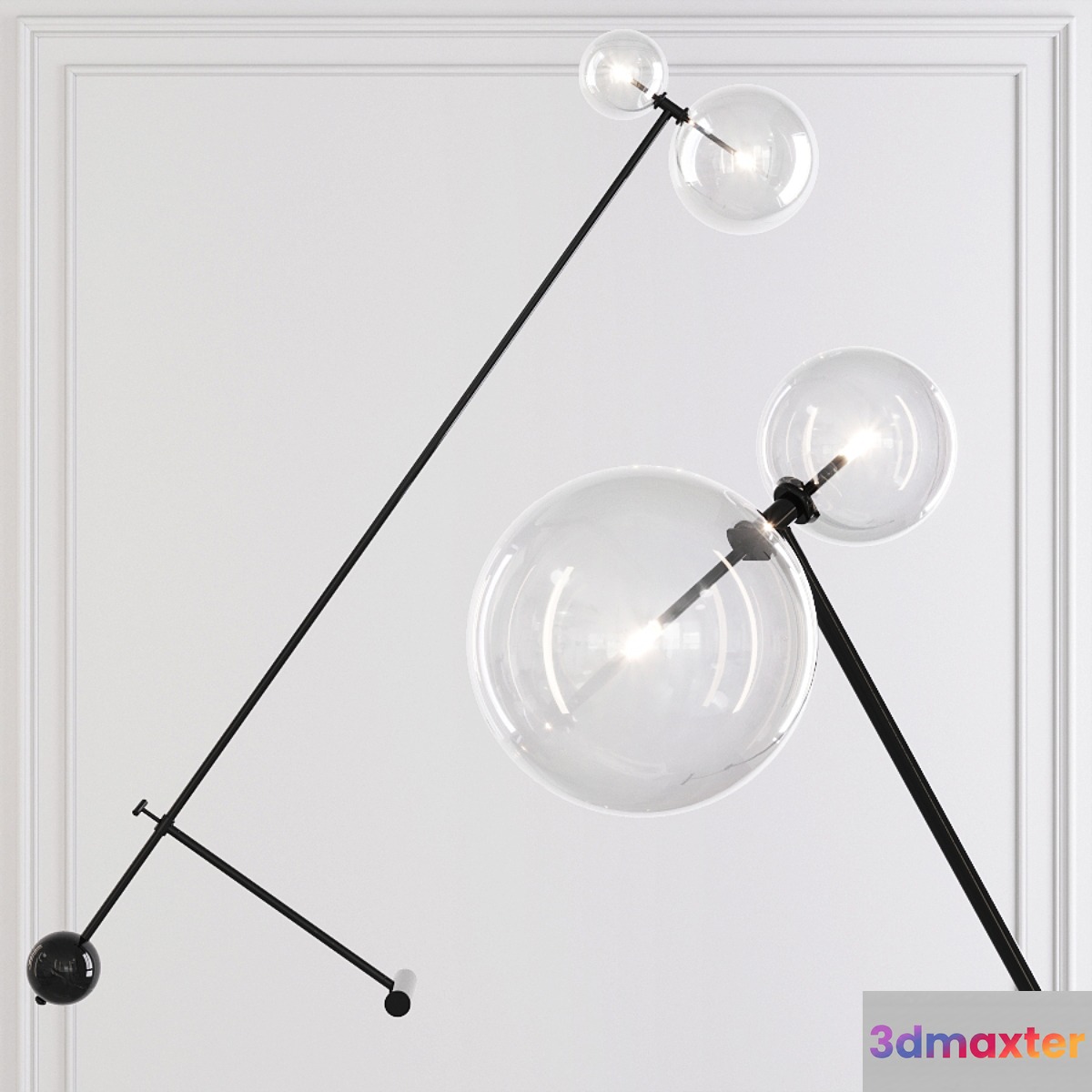 Restoration Hardware Glass Globe Mobile BOOM FLOOR LAMP Black - No.4
