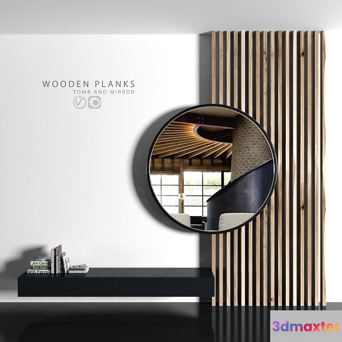 Wooden planks and mirror 3D Max