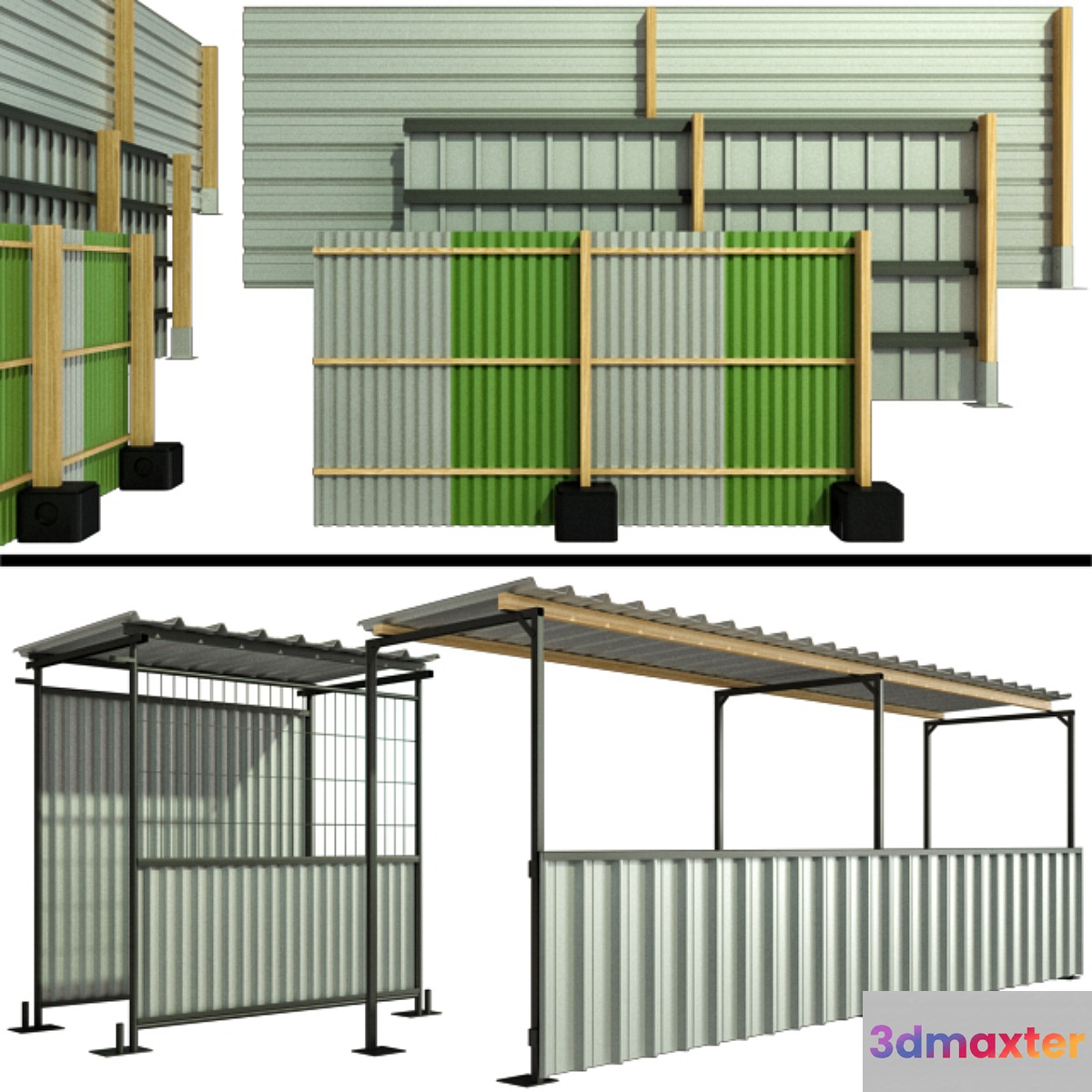 Protective security fencing of construction sites fence 3D Max