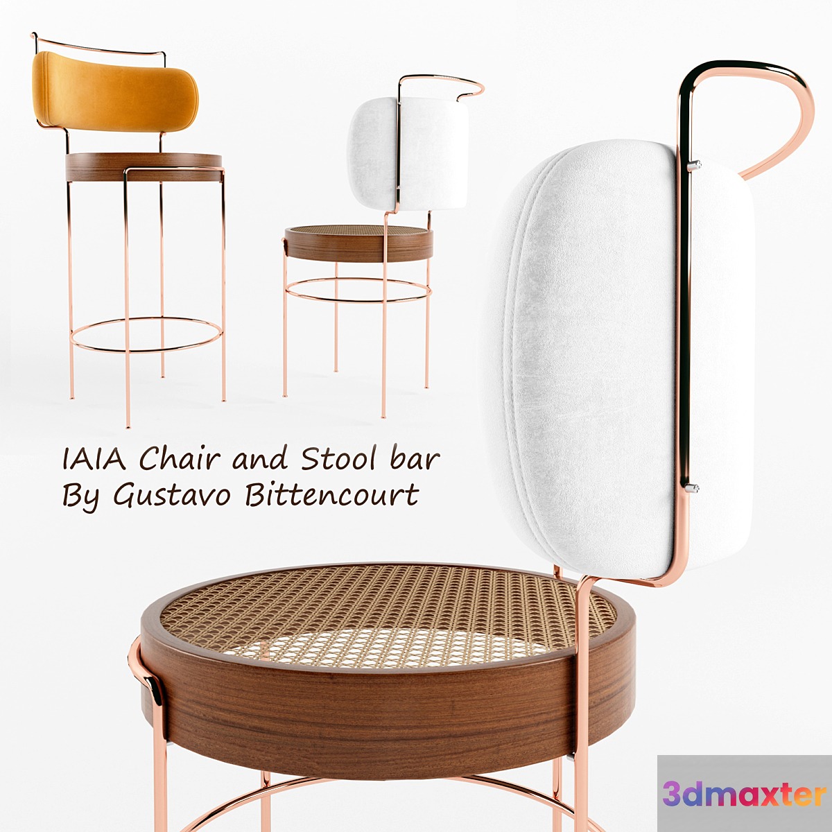 Iaia chair & Stool bar 3D Max
