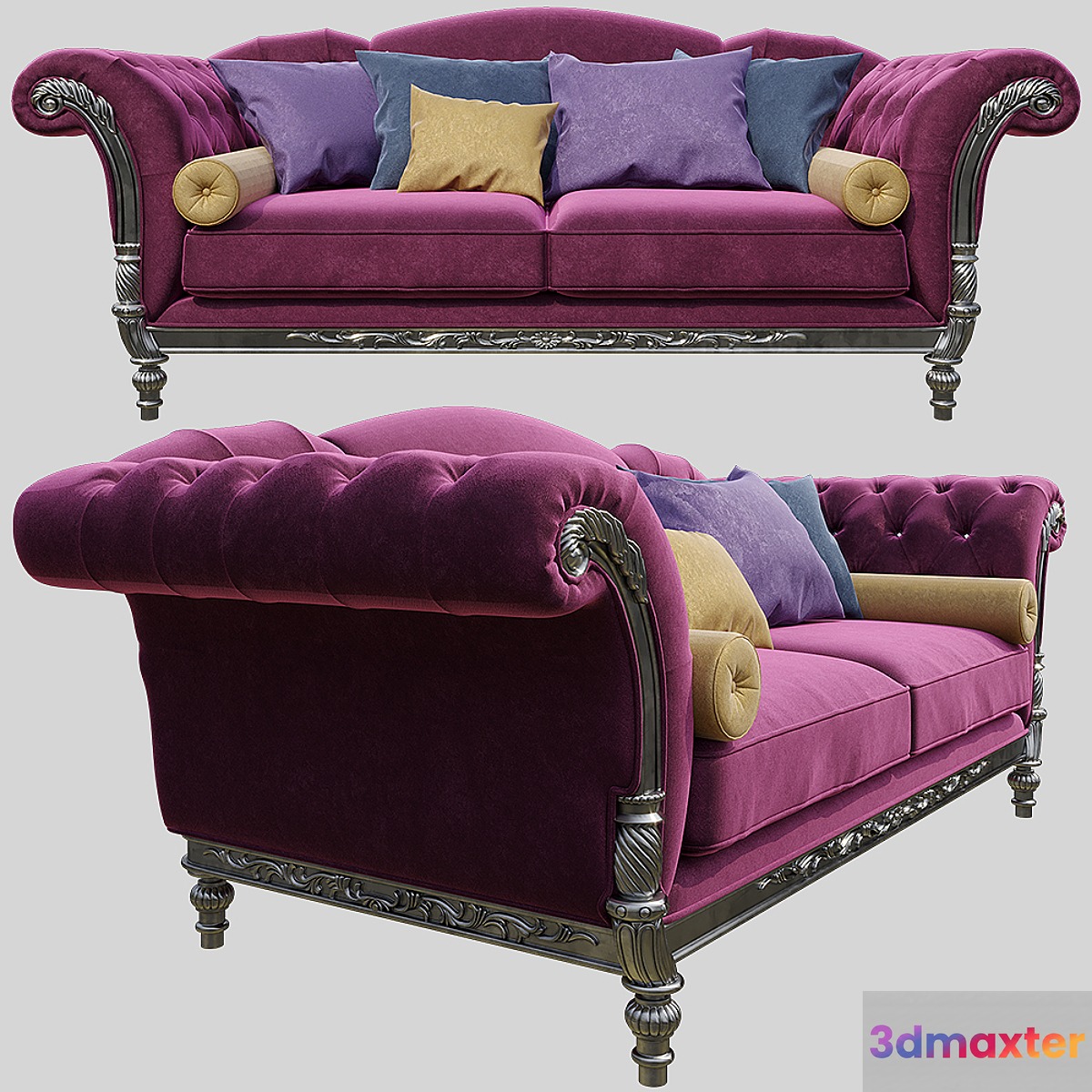Sofa with high soft armrests 3D Max
