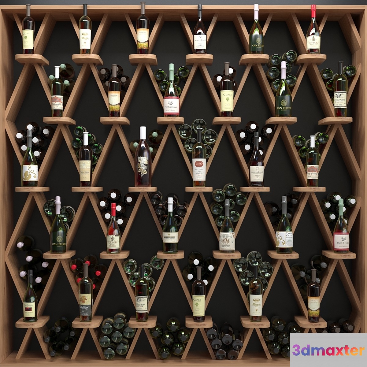 Wine shelf in a liquor store 2. Alcohol 3D Max