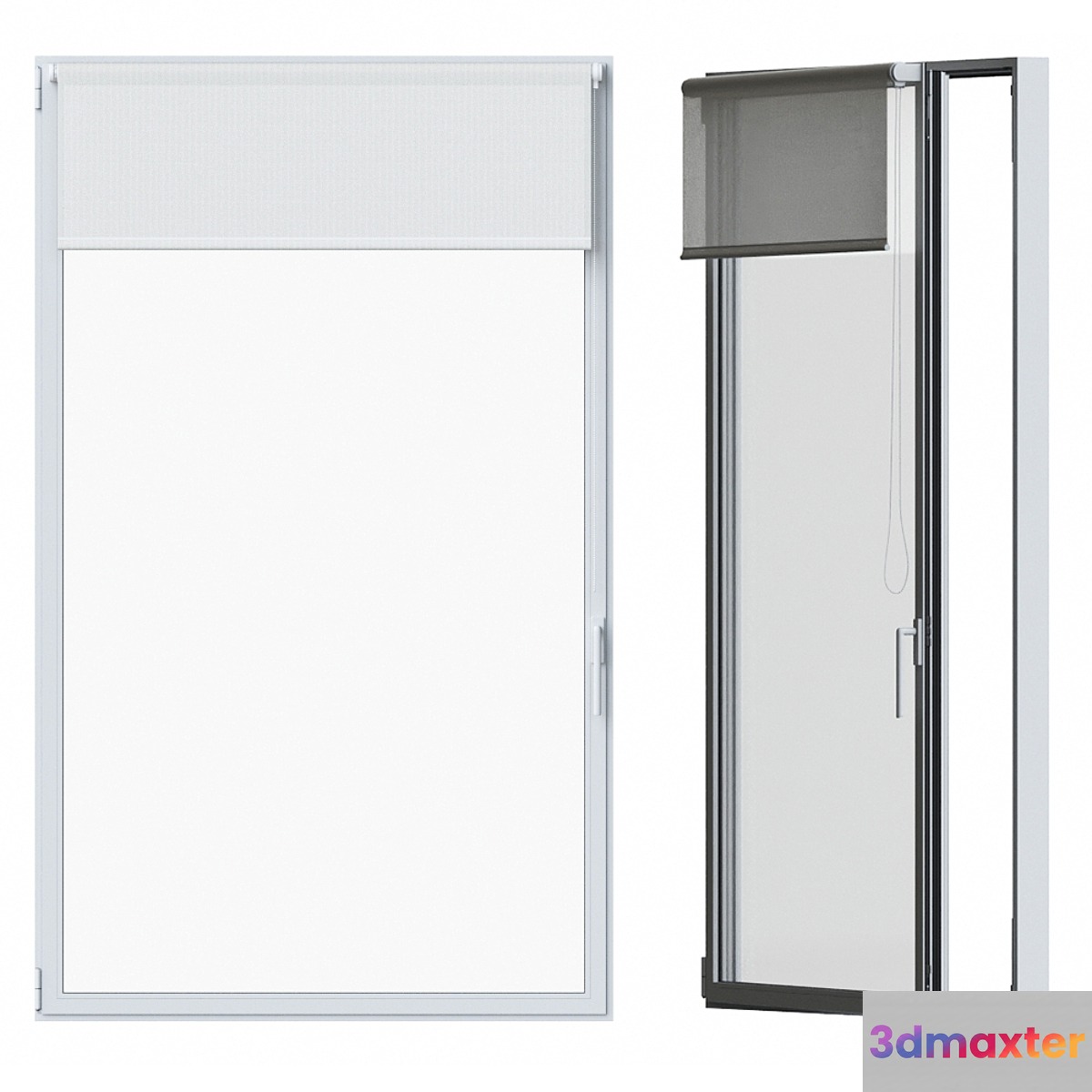 White window with roller blind 3D Max