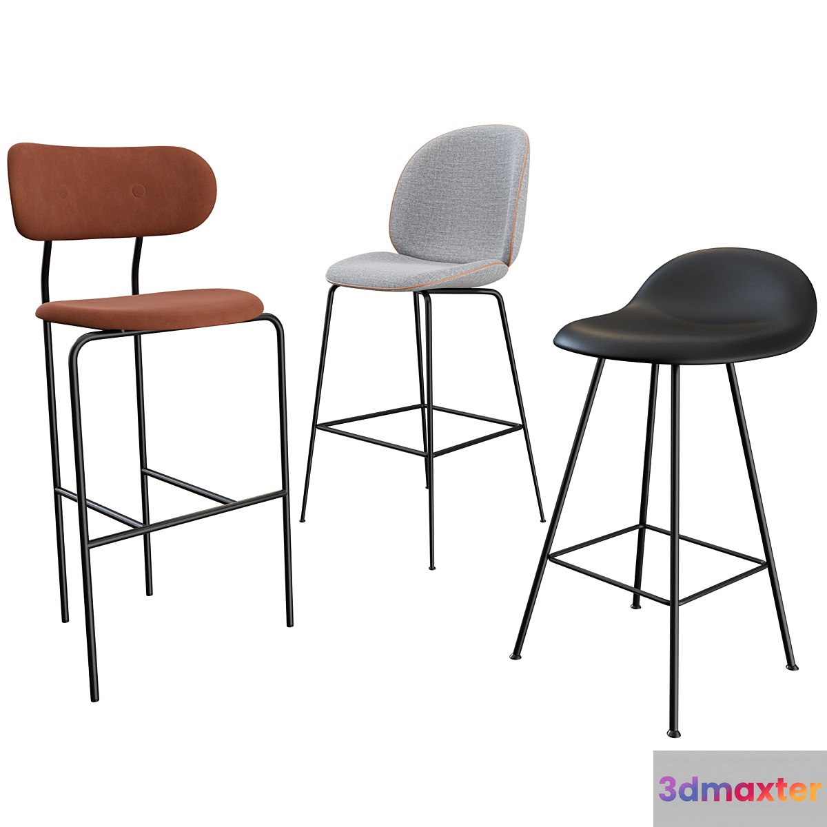 GUBI bar chairs and stools collection 3D Max