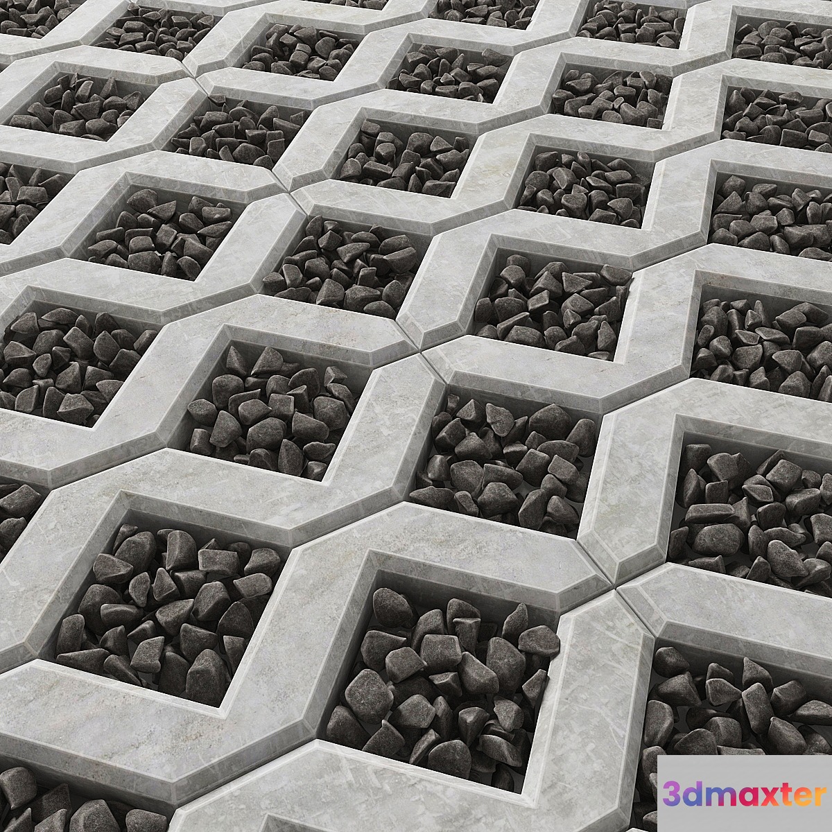 Eco Parking pebble _ Eco parking with pebbles 3D Max