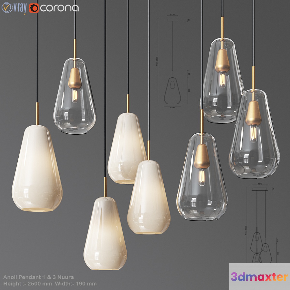 Anoli Pendat and Chandelier set