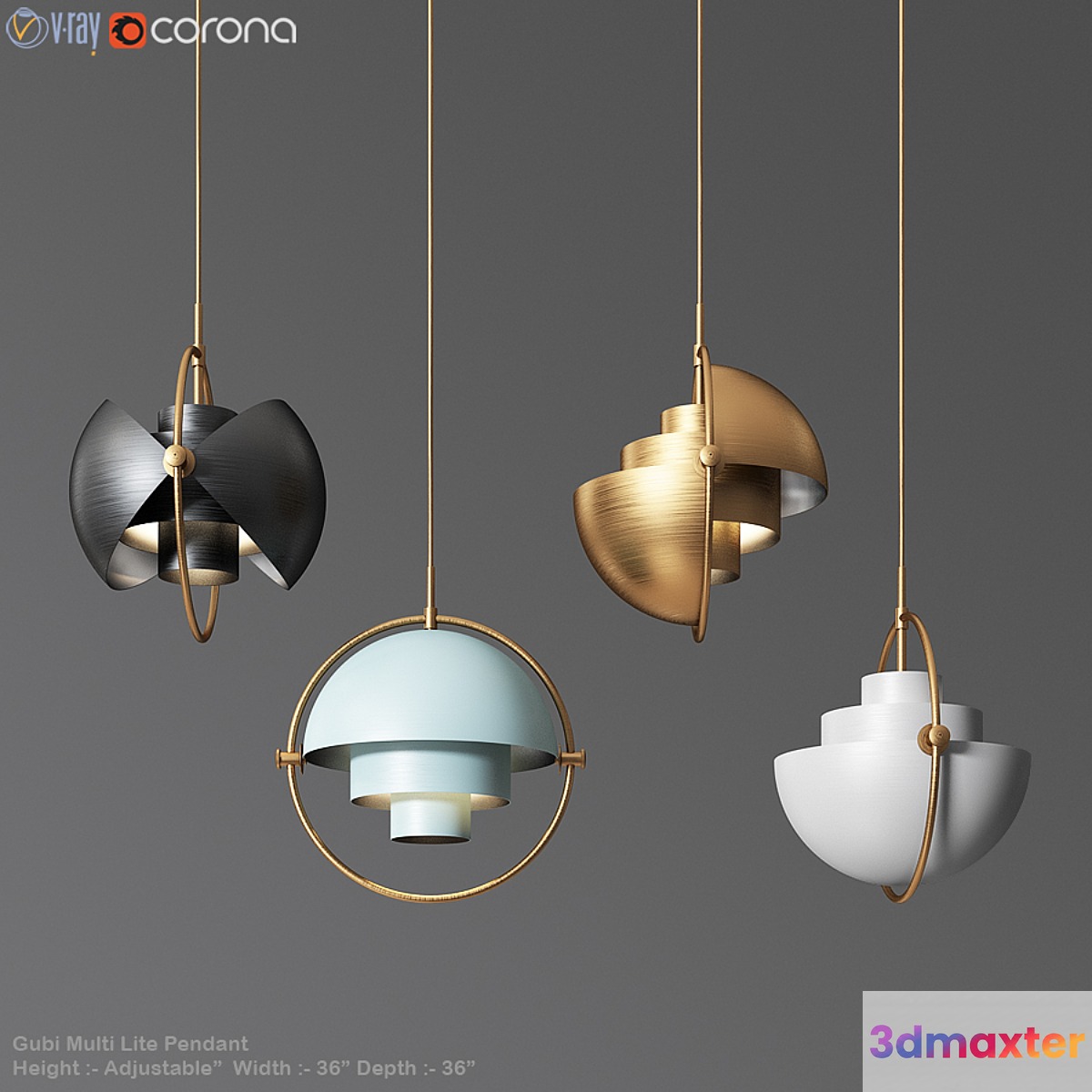 Gubi Multi Lite Pendant Louis Weisdorf 3D Max