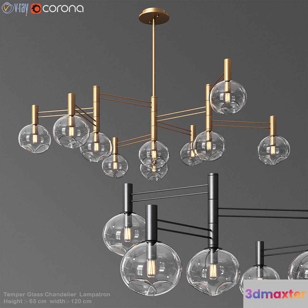 Temper Glass Chandelier Minimalist Lampatron 3D Max