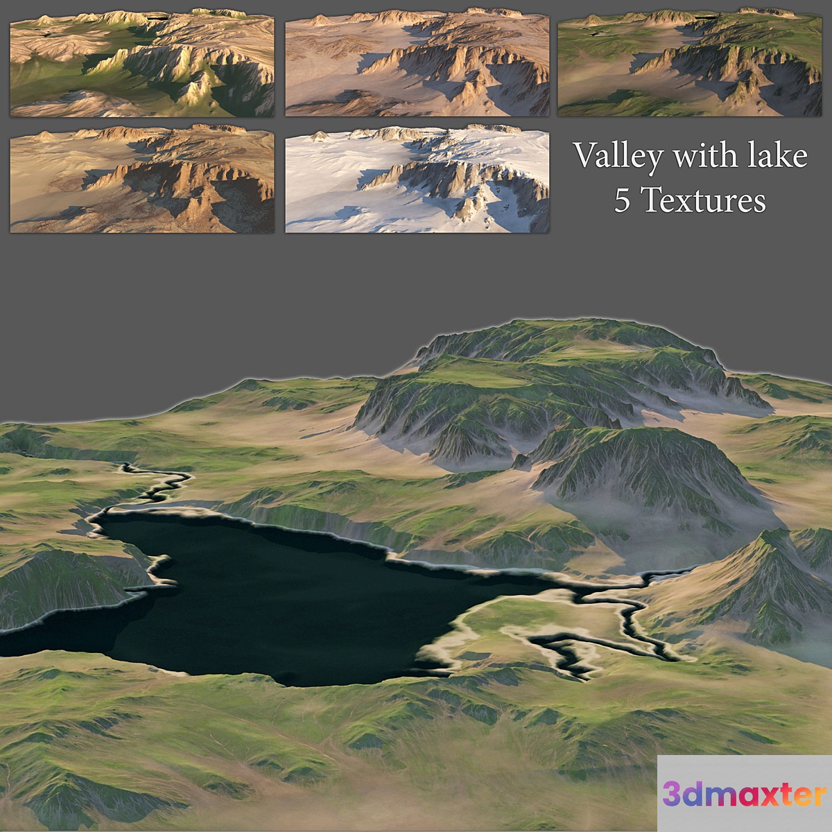 Valley with a lake (5 textures) 3D Max