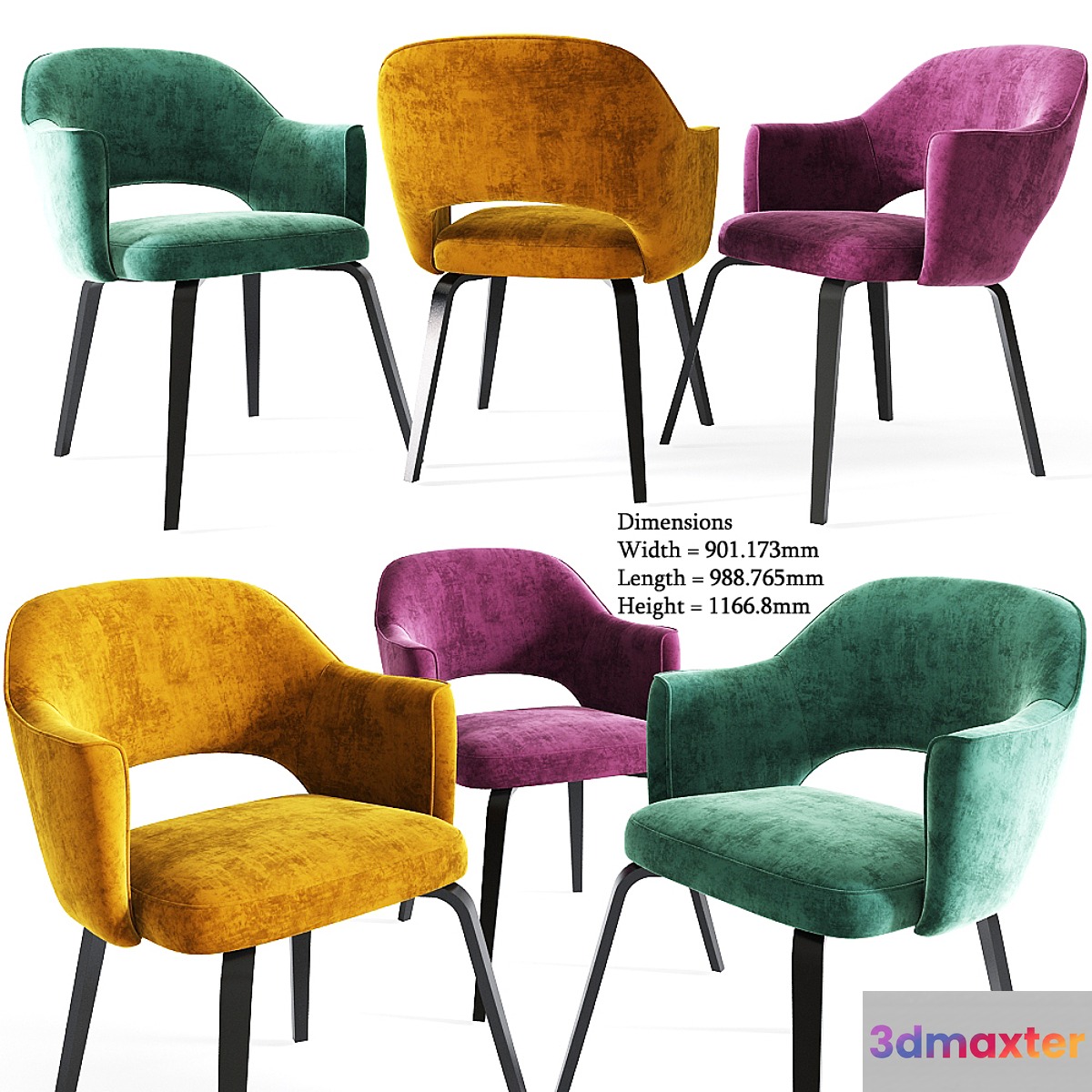 Eero Saarinen Executive Armchairs Woodlegs 2 3D Max