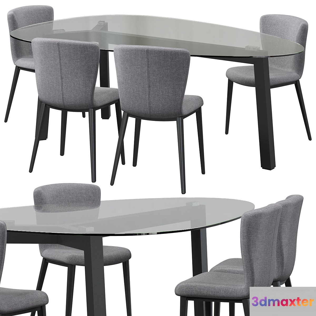 RIFLESSI GIO Chair and Treble Table 3D Max