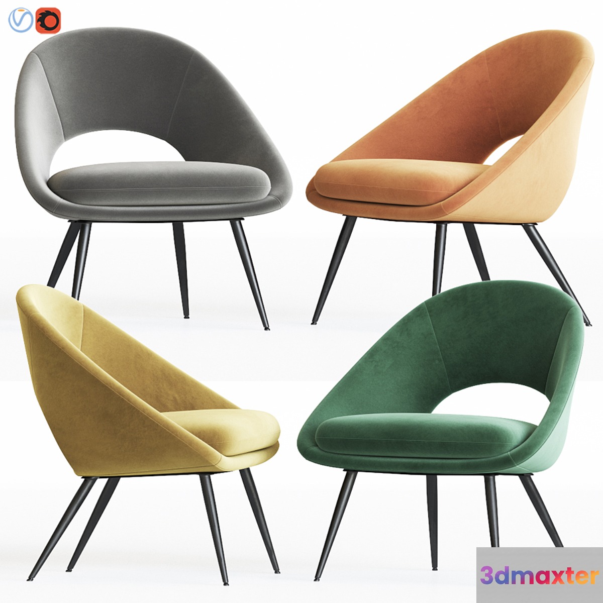 Rendle Modern Partially Open Accent Armchair - No.3