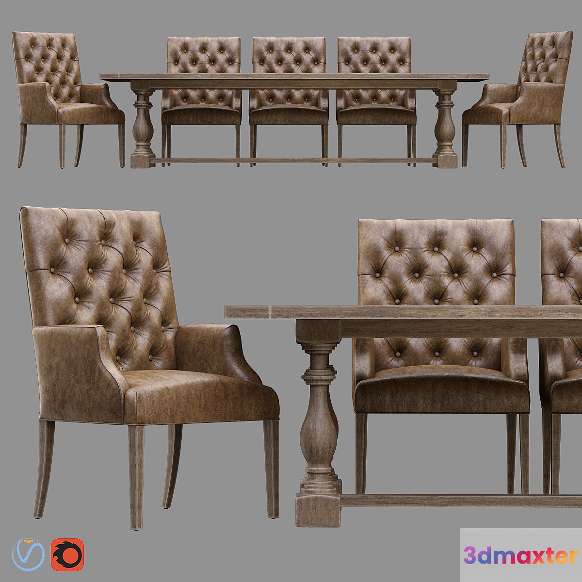 Bennett Parsons Leather Armchair _ 17th s. Monastery 3D Max
