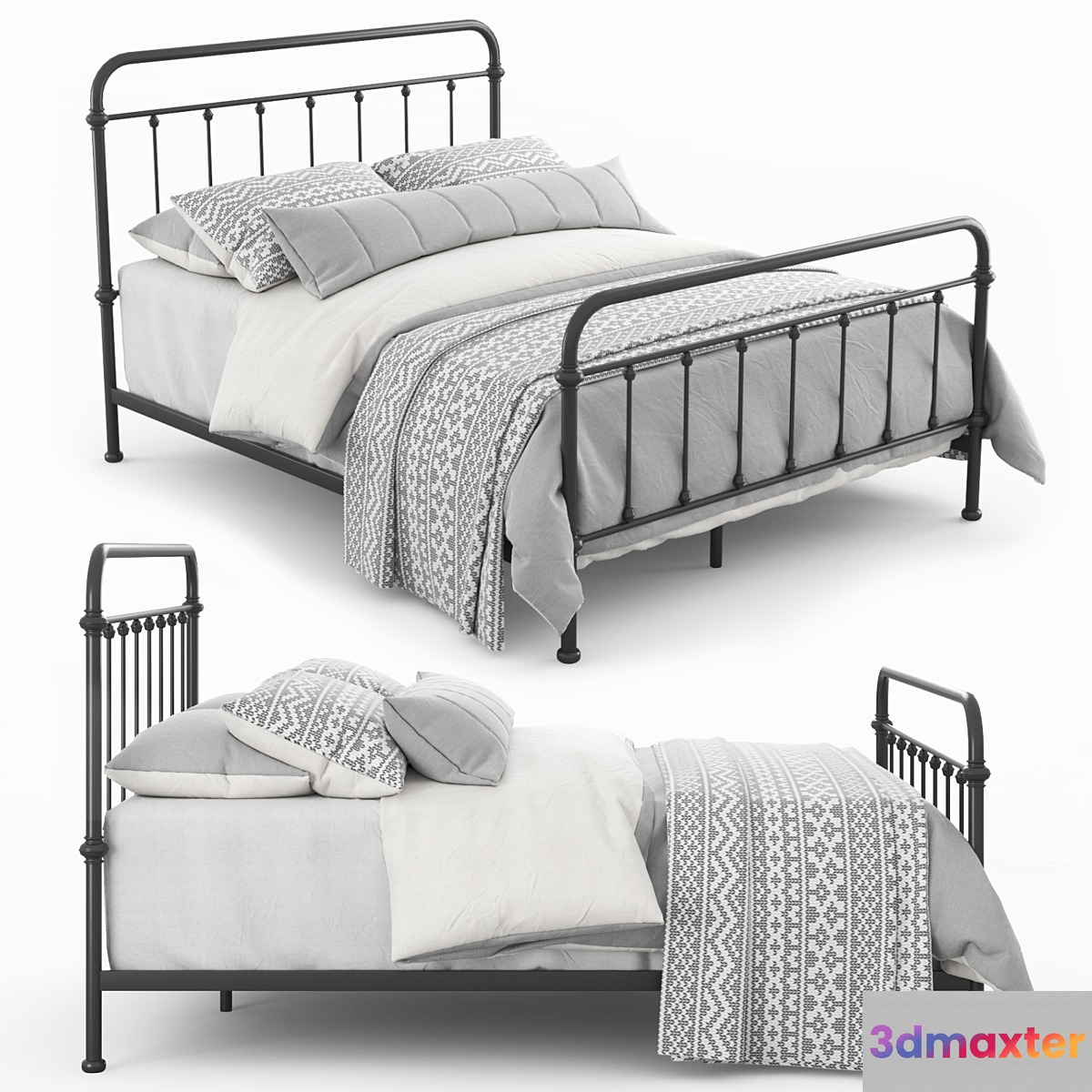 Giselle Antique Graceful Dark Bronze Victorian Iron Bed by iNSPIRE Q Classic 3D Max
