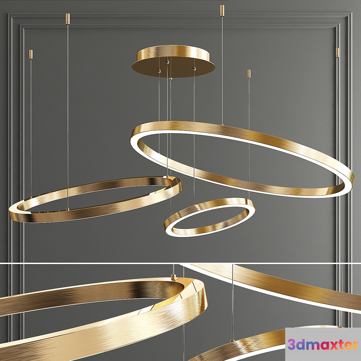 Art Deco Ring Hoops Led Chandelier 3D Max