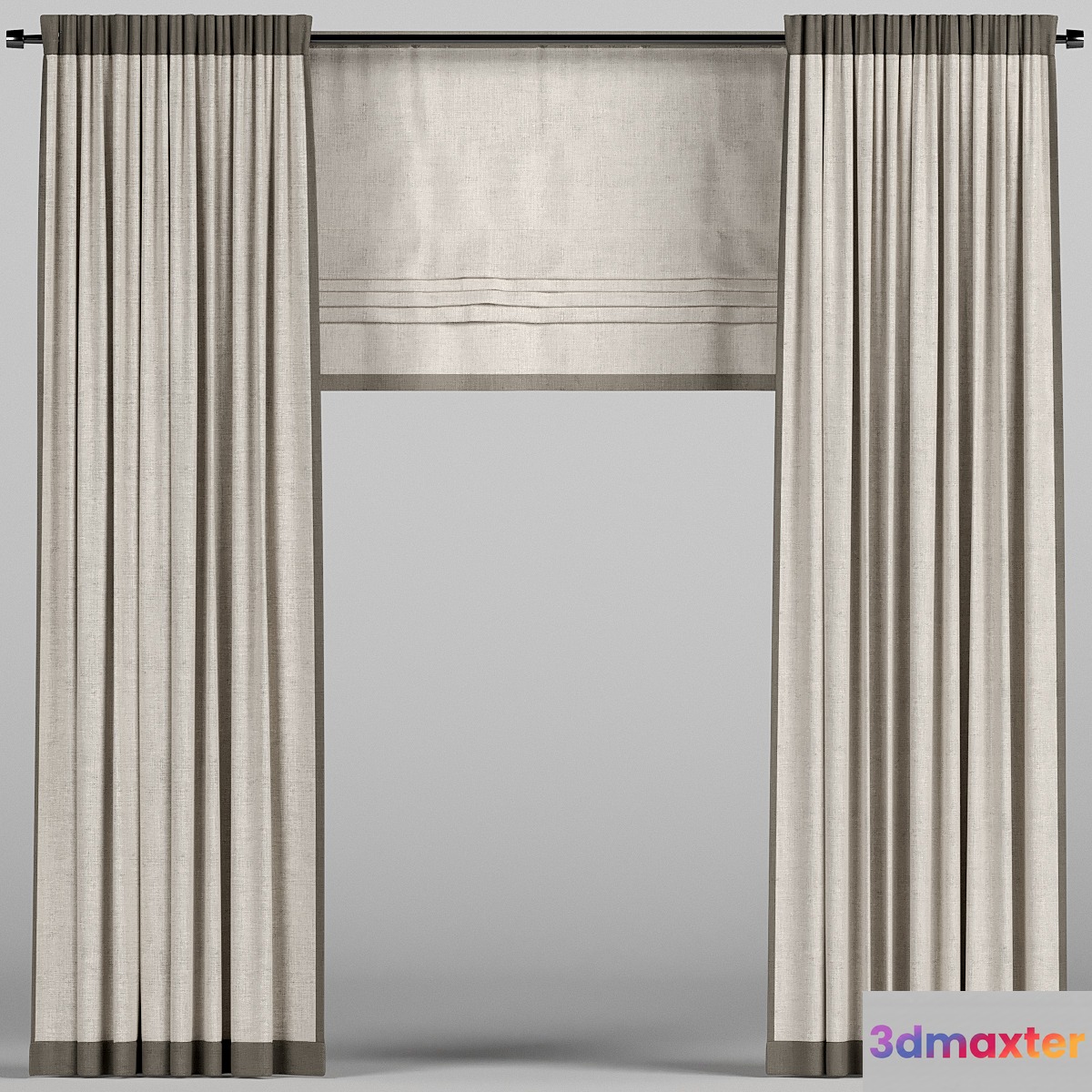 Beige curtains. 3D Max