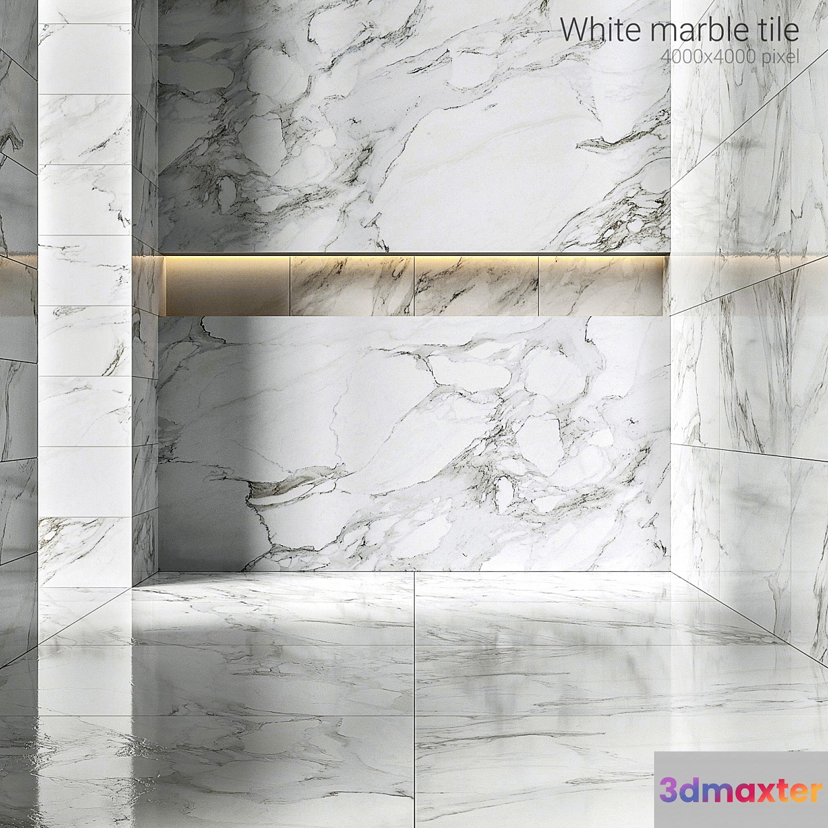 White marble tiles 3D Max