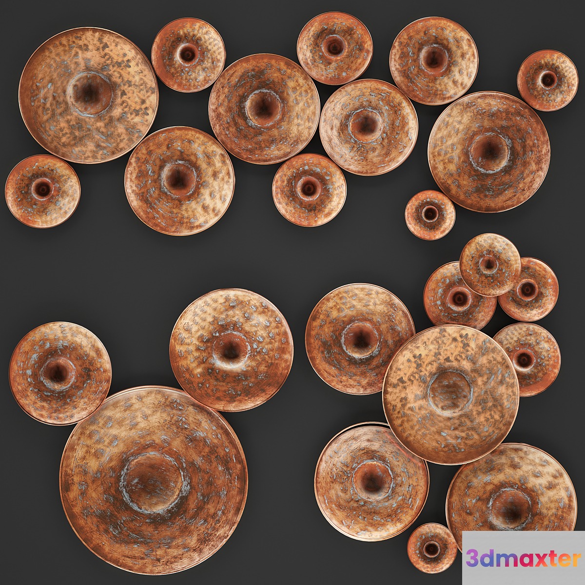 ART. Disc Wall Decor by World Menagerie Wall decor copper disks panels painting panel metal industrial style 3D Max