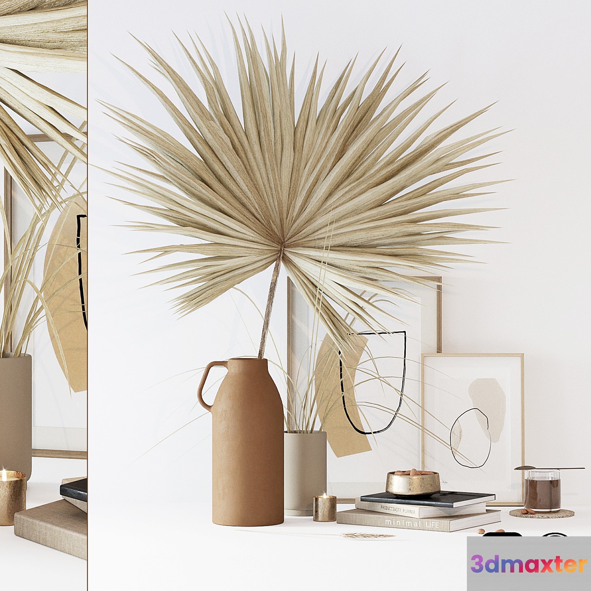 Decorative set with dryed palm