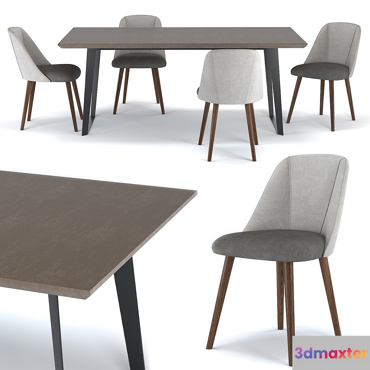 Boone 8 Seat Dining Table & Lule Dining Chair by Made 3D Max